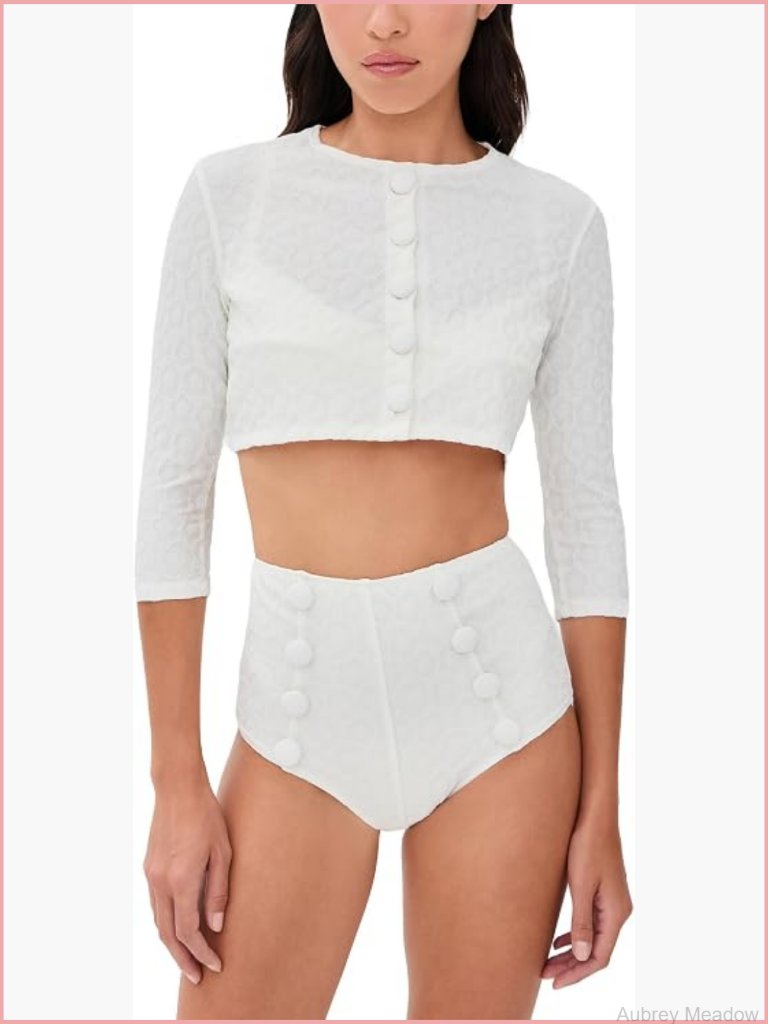 Cropped Cardigan, 3/4 Sleeve, Crew Neck, Jacquard Knit, Lightweight